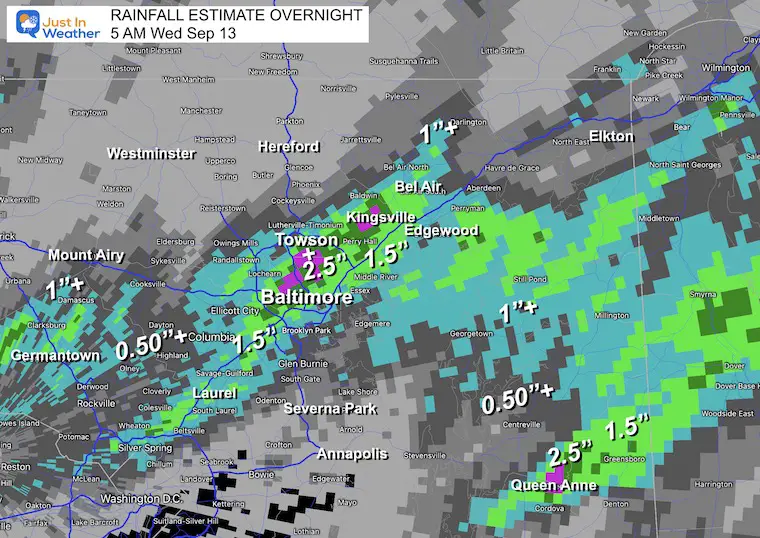 September 13 Radar Rainfall Maryland