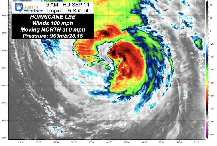 September 14 Hurricane Lee Satellite Thursday morning