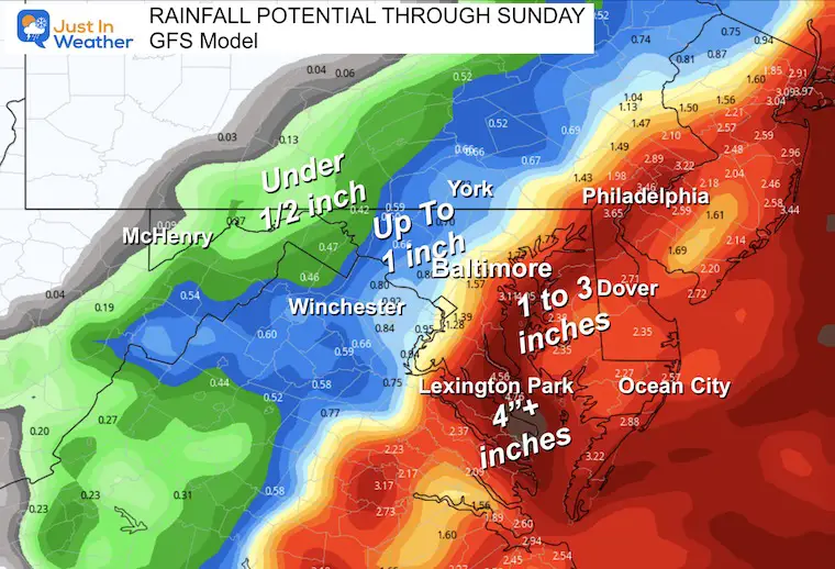 September 20 Coastal Storm Rain Forecast GFS