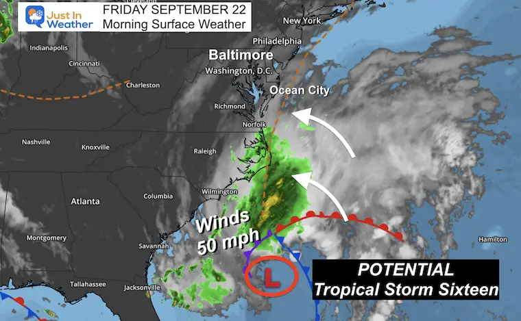 September 22 weather tropical storm Friday morning