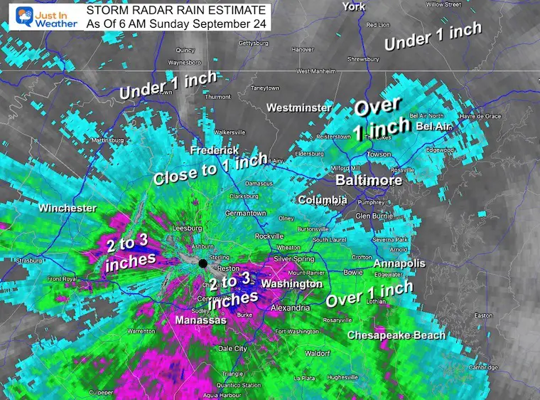 September 24 rain total Maryland Sunday