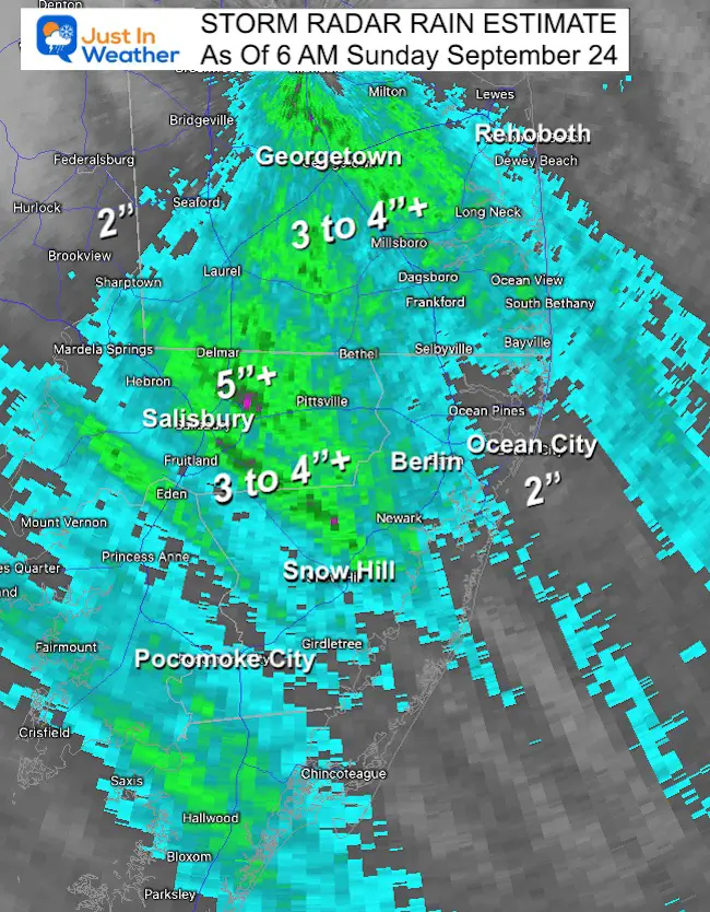 September 24 rain total beaches Sunday