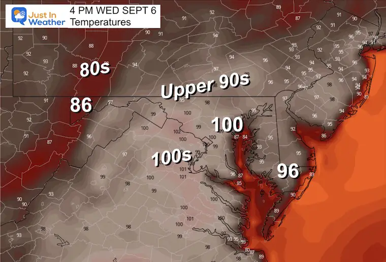 September 5 weather temperatures Wednesday afternoon