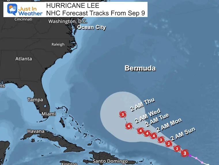 September 9 hurricane Lee forecast NHC tracks