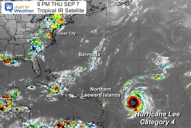 September 7 Hurricane Lee Satellite Wide Thursday Night