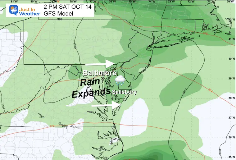 October 10 weather forecast rain Saturday afternoon