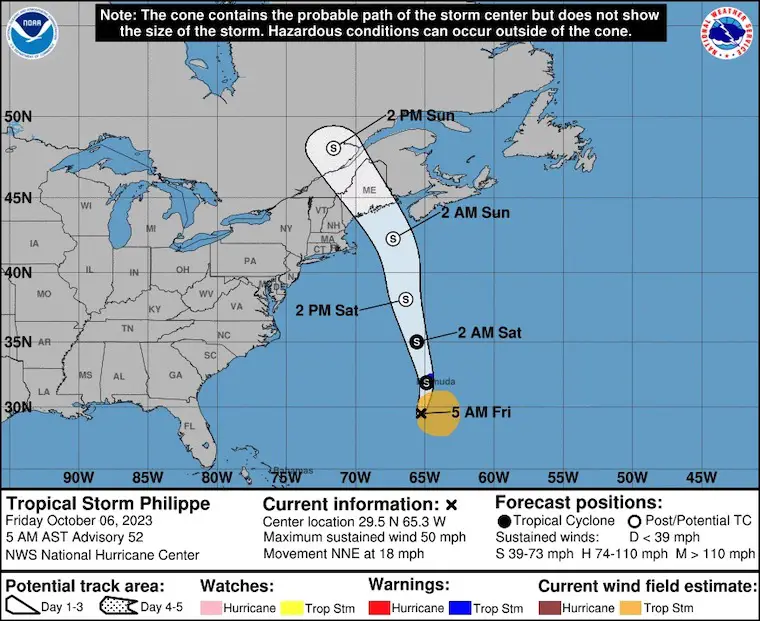 October 6 weather tropical storm philippe forecast