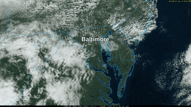 October 9 weather satellite Maryland Monday Afternoon