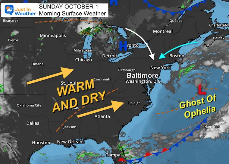 October 1 weather Sunday morning