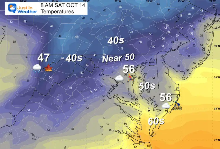 Forecast Temperatures Maryland Saturday Morning October 14