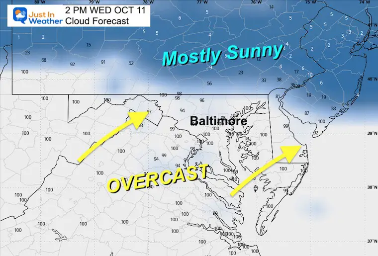 October 11 weather cloud forecast Wednesday afternoon