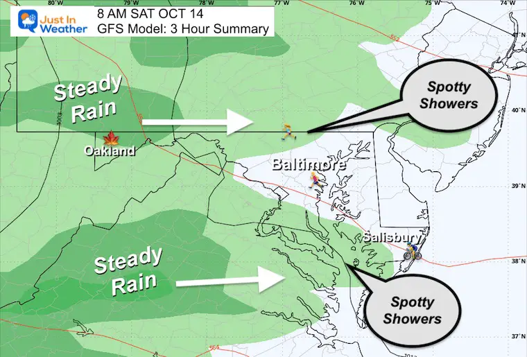 October 11 weather rain forecast Saturday Maryland morning