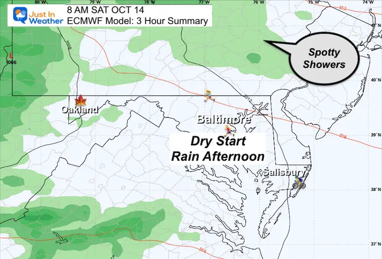 October 11 weather rain forecast Saturday Maryland ECMWF