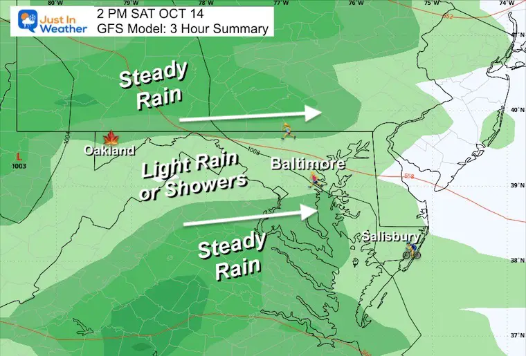 October 11 weather rain forecast Saturday Maryland 2 PM