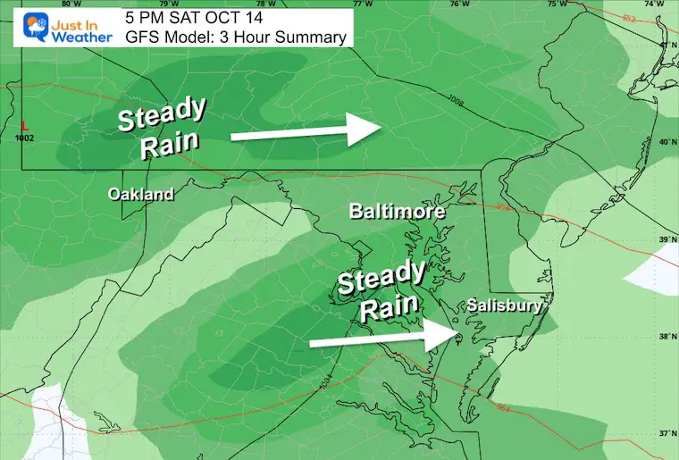 October 11 weather rain forecast Saturday Maryland 5 PM