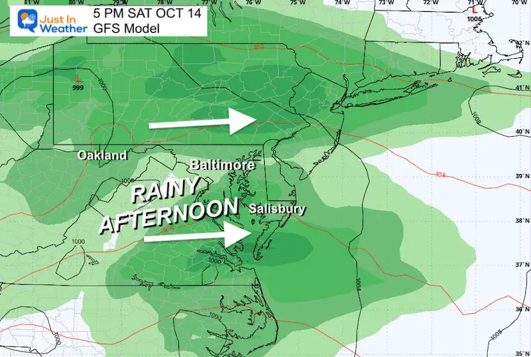 October 13 weather rain Saturday afternoon