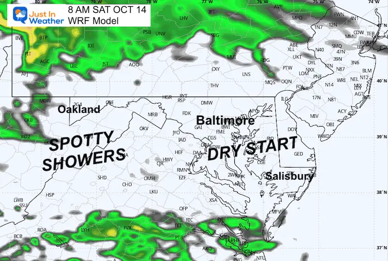 October 13 weather rain Saturday morning WRF