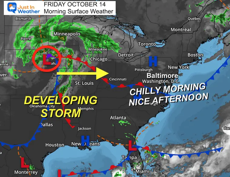 October 13 weather Friday morning