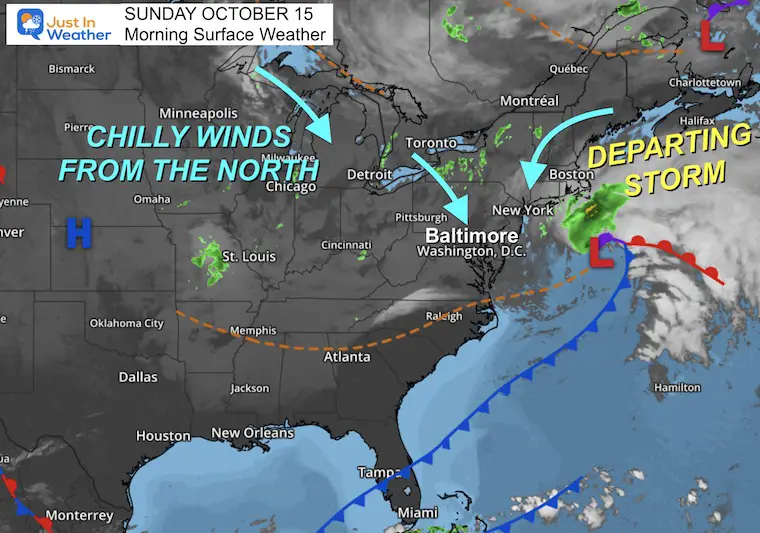 October 15 weather Sunday 