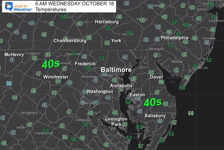 October 18 weather Wednesday morning