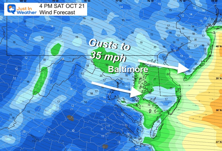 October 18 weather wind Saturday afternoon