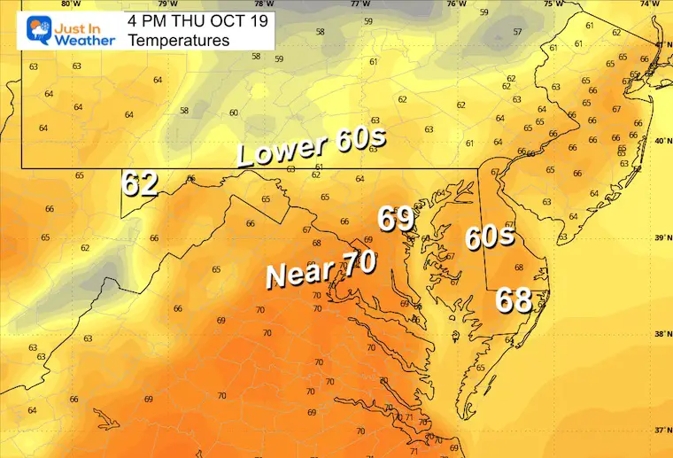 October 19 weather Thursday afternoon temperatures