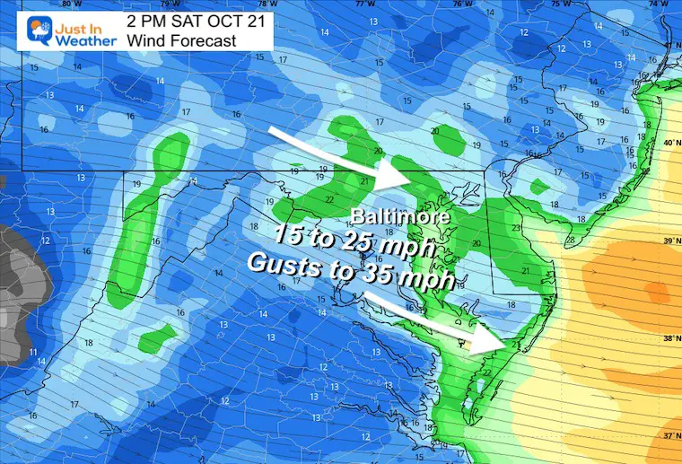 October 19 weather wind forecast Saturday