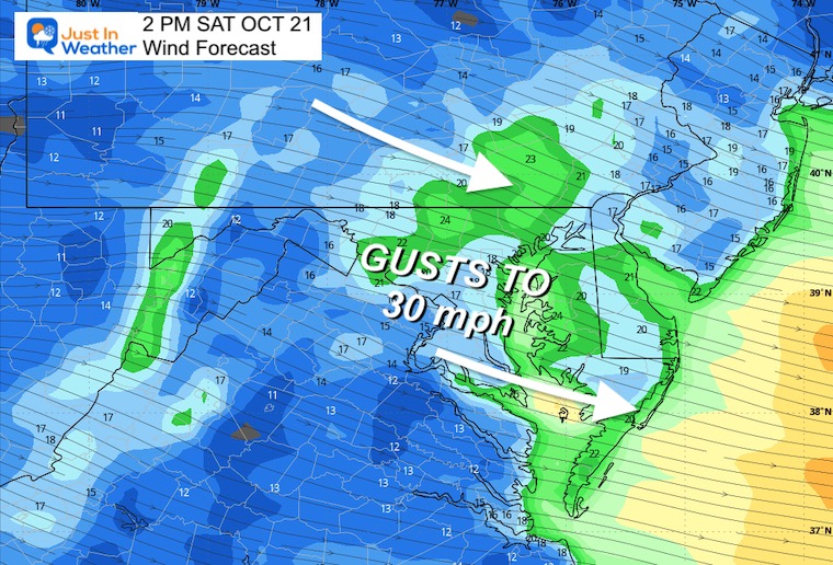 October 20 weather forecast wind Saturday afternoon