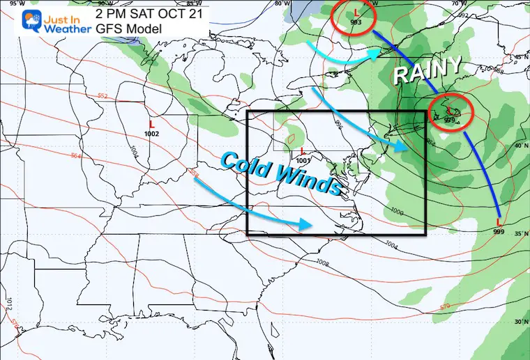 October 21 weather storm forecast Saturday afternoon