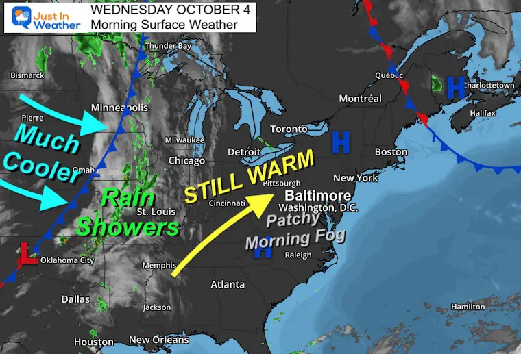 October 4 weather Wednesday morning