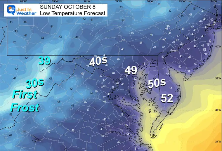 October 4 weather temperatures Sunday morning
