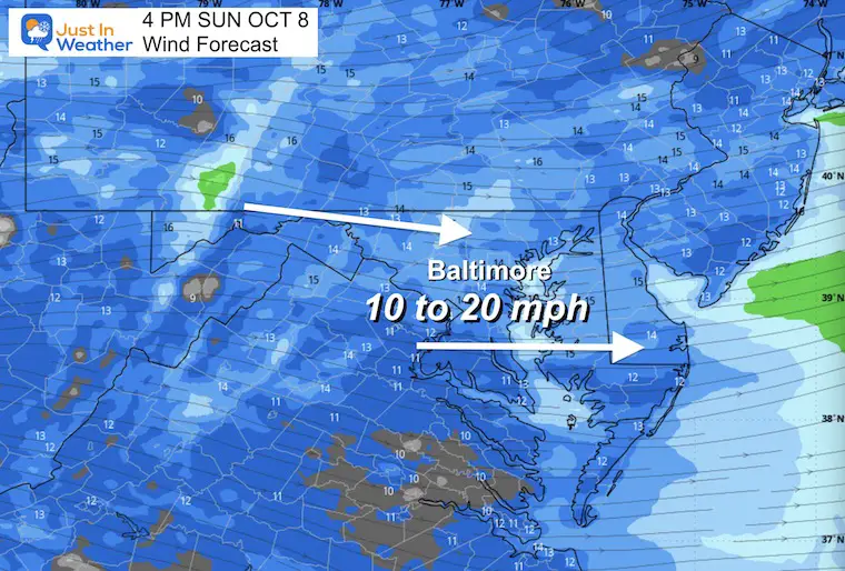 October 8 weather Sunday wind forecast afternoon