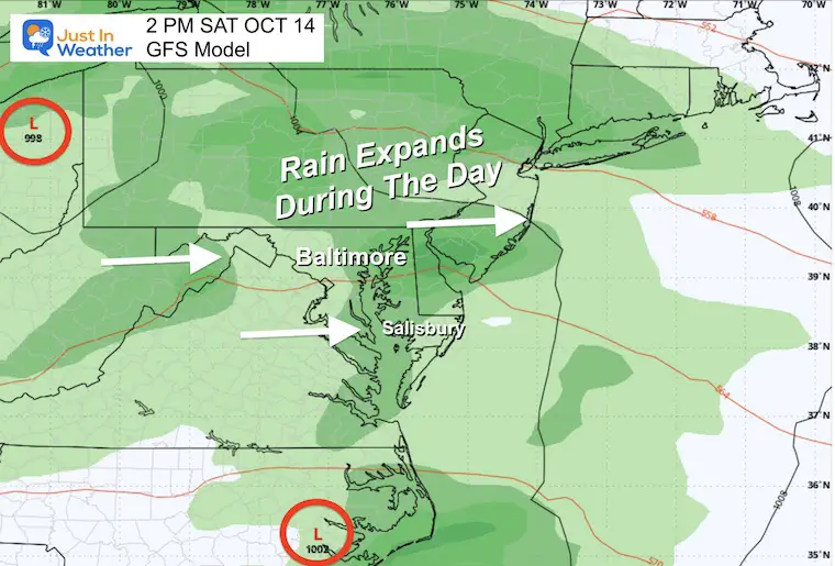 October 9 weather forecast Saturday afternoon