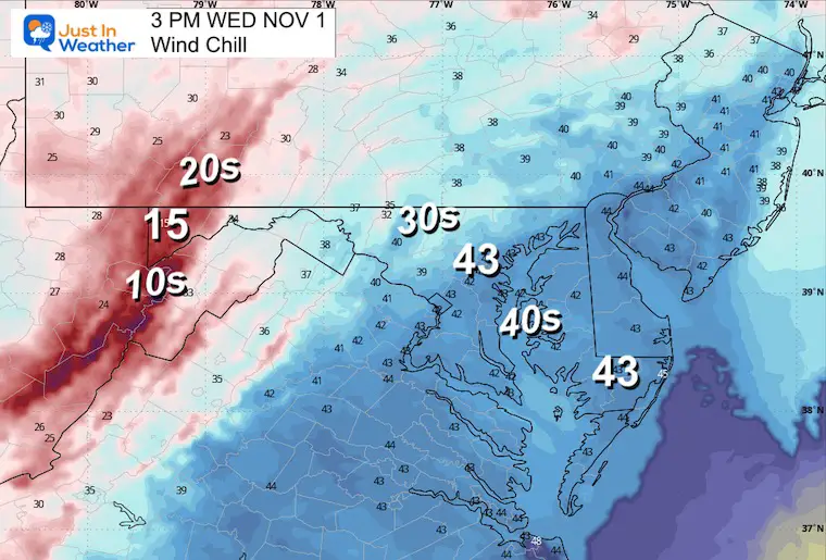 November 1 weather wind chill Wednesday