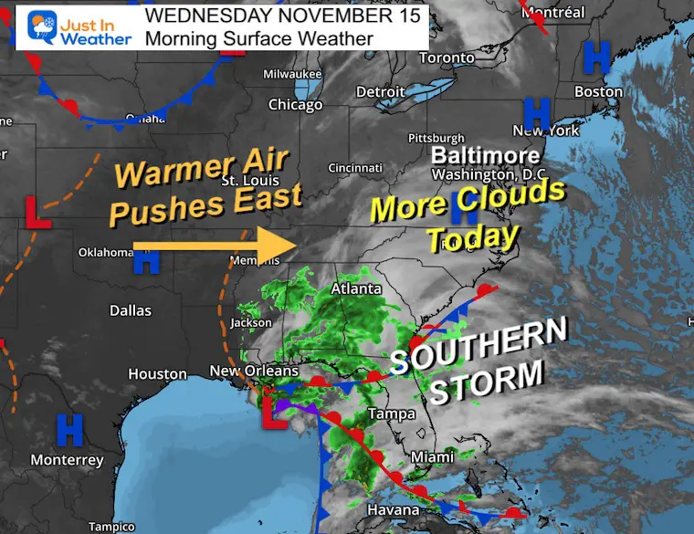 November 15 weather Wednesday morning