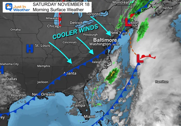 November 18 weather Saturday morning