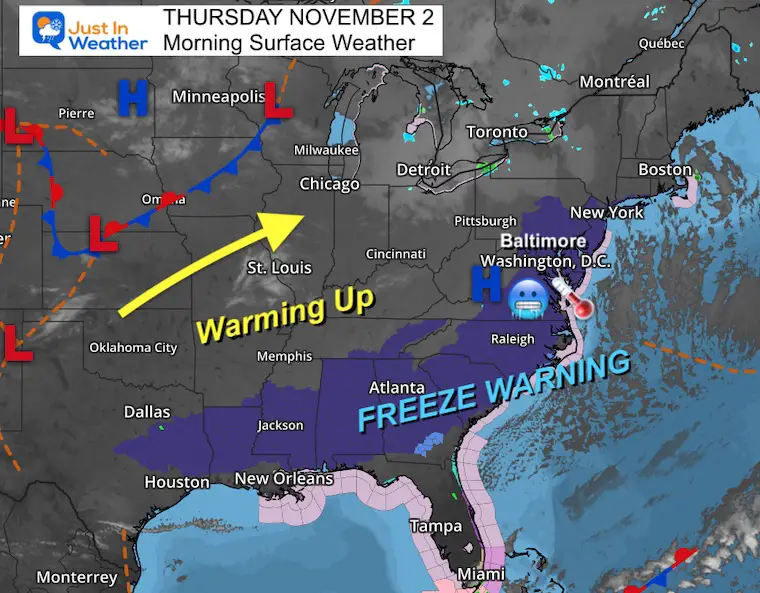 November 2 Weather Thursday Morning Freeze Warning