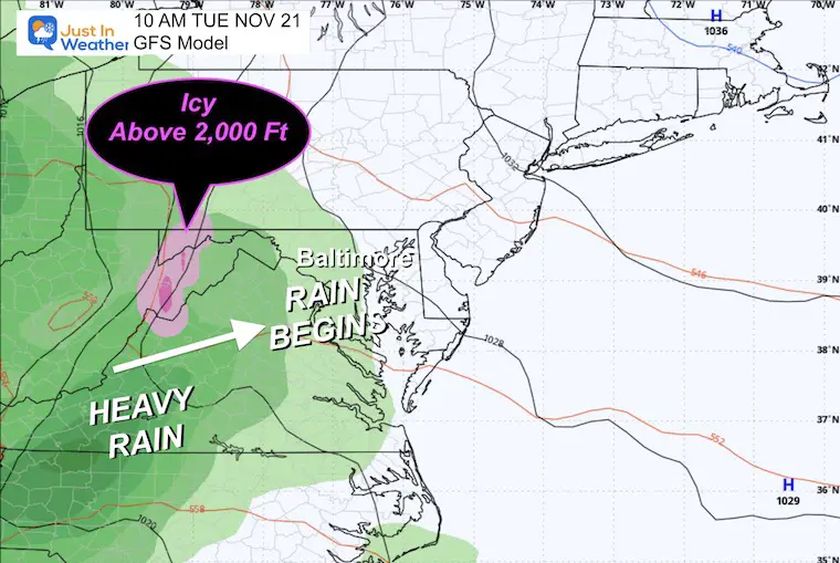 November 20 weather storm Maryland Tuesday morning