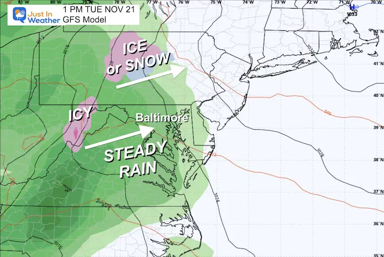 November 20 weather storm Maryland Tuesday afternoon