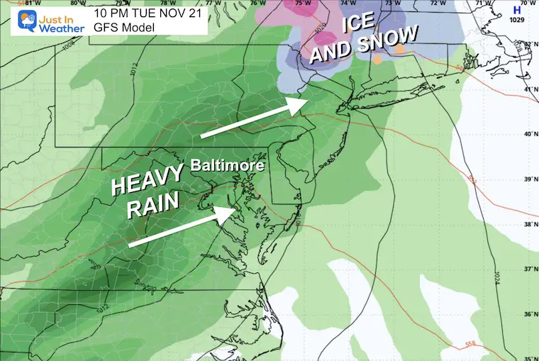 November 20 weather storm Maryland Tuesday night