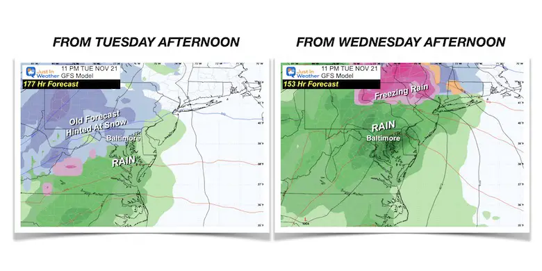 Thanksgiving Storm Snow Comparison 