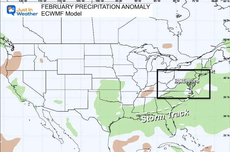 Winter Precipitation El Nino ECMWF Model February