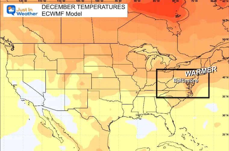 Winter Temperatures El Nino ECMWF Model December 