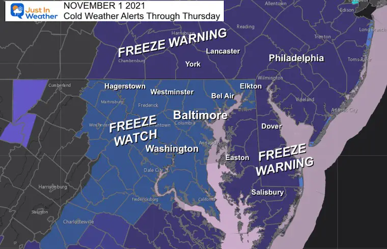 November 1 Freeze Warning Thursday