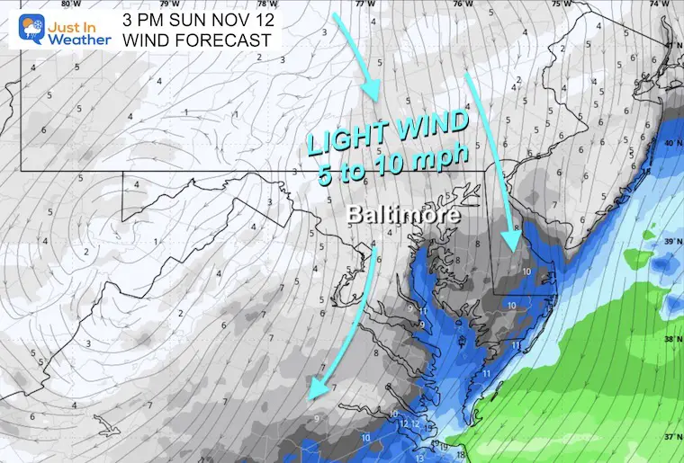 November 12 weather wind Ravens Game