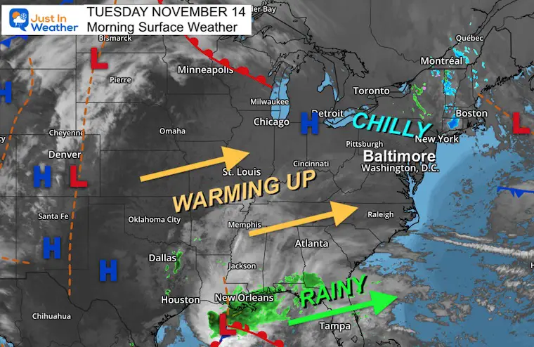 November 14 weather Tuesday morning