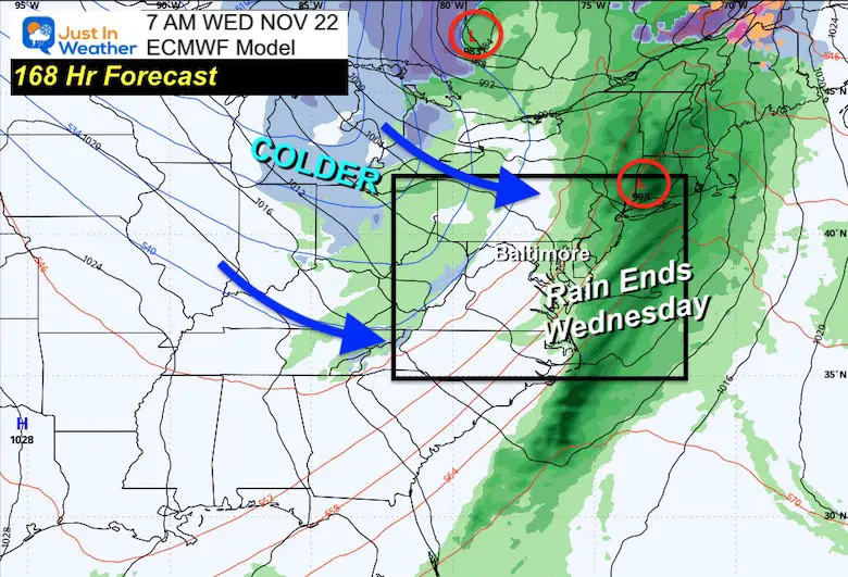 November 15 storm Thanksgiving Wednesday ECMWF