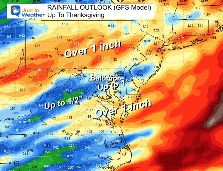 November 16 weather rainfall Thanksgiving