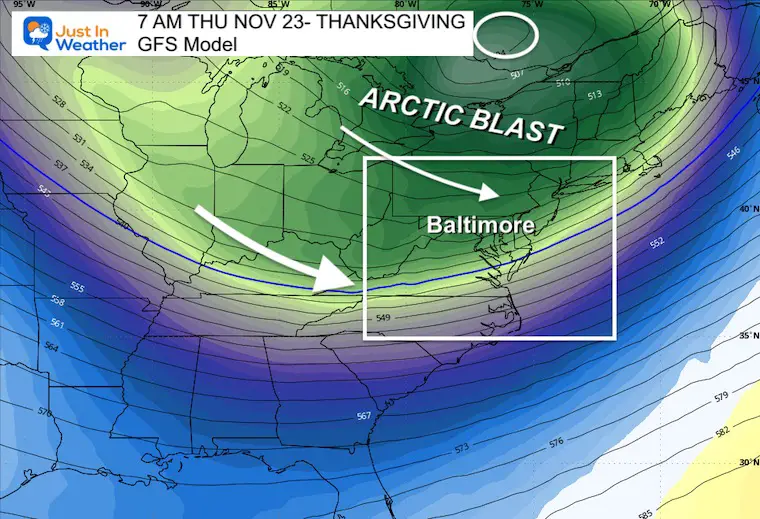 November 17 weather jet stream Thanksgiving