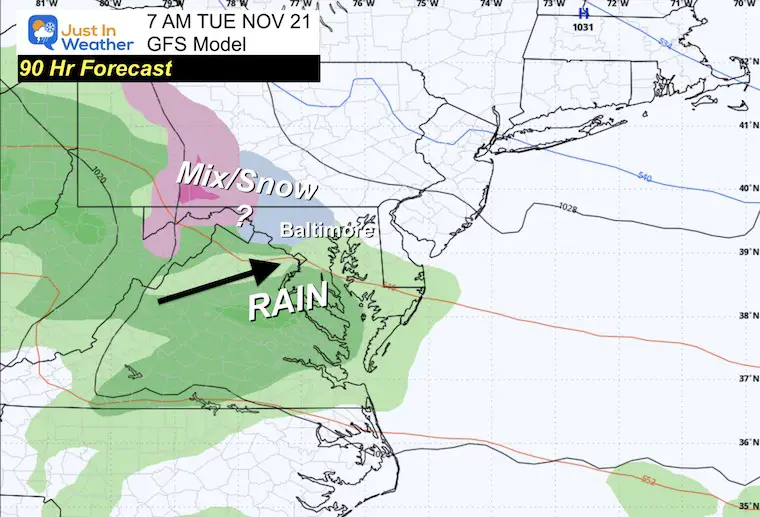 November 17 weather snow Tuesday 7 AM